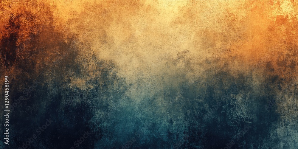 Fototapeta premium Abstract background featuring a grainy grunge texture with warm orange and deep blue tones blending seamlessly from top to bottom creating depth.