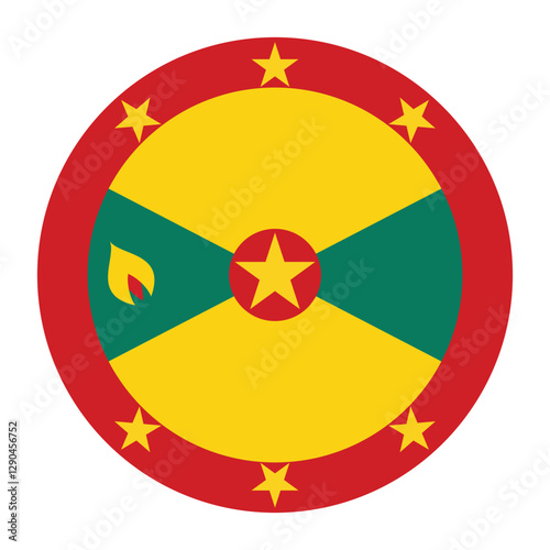 Grenada circle flag logo icon digital vector illustration