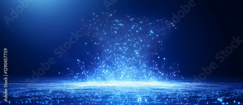 bokeh blue of Blue particles , Abstract Defocused Lights and Particles , Background dust blue particles illustration magic effect abstract glitter texture