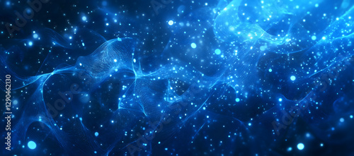 Abstract Network Background , Abstract Futuristic Exploding Pixel Neon Blue Glowing Pattern Connection Communication 5G Energy Network Computer Smart City Internet Technology 