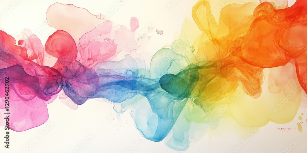 Obraz premium Colorful abstract watercolor design featuring flowing vibrant hues of pink, blue, green, and orange blending seamlessly across the canvas.
