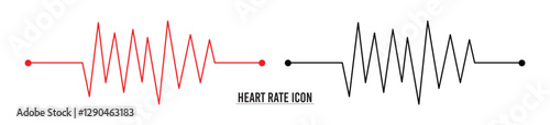 Red heartbeat line collection with heart symbol, cardiology, medical pulse, ECG, EKG design, healthcare clipart vector illustration, health monitoring, digital heartbeat graphics in eps 10.