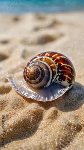 beautiful sea snail on the sand