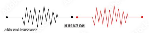 Red heartbeat line collection with heart symbol, cardiology, medical pulse, ECG, EKG design, healthcare clipart vector illustration, health monitoring, digital heartbeat graphics in eps 10.