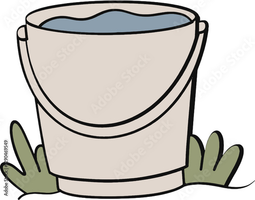 Bucket of Water Outdoor Illustration