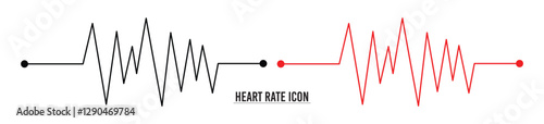 Red heartbeat line collection with heart symbol, cardiology, medical pulse, ECG, EKG design, healthcare clipart vector illustration, health monitoring, digital heartbeat graphics in eps 10.