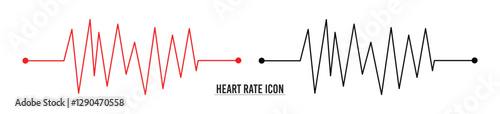 Concept heartbeat pulse with heart outline style with editable stroke vector illustration isolated on white background in eps 10.
