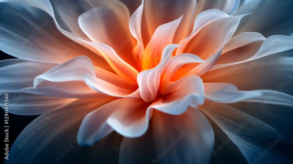 A stunning close-up of a luminous flower with soft petals glowing in warm hues against a dark backdrop A stunning close-up of a luminous flower with soft petals glowing in warm hues against a dark backdrop
