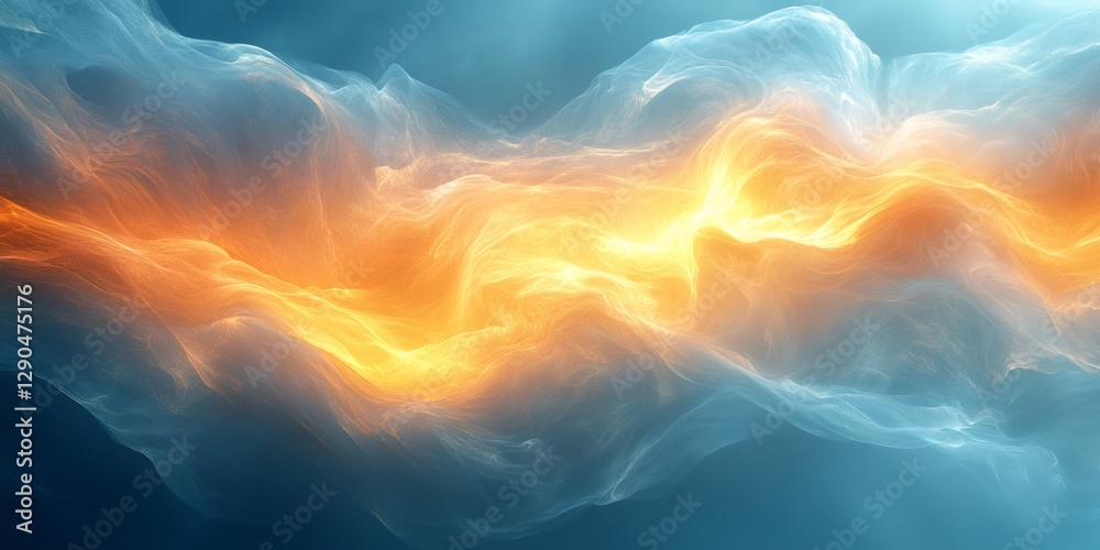 Obraz premium Hot and cold energy beams flowing and glowing abstract background