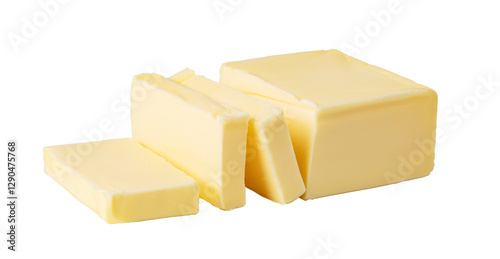 Photos Butter block and slices resting on transparent background