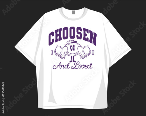 Christian retro t-shirt design for print, Christianity groove cartoon graphic tee