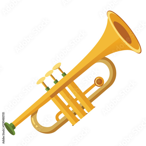 Vector hand drawn illustration of trumpet. Isolated on black.	