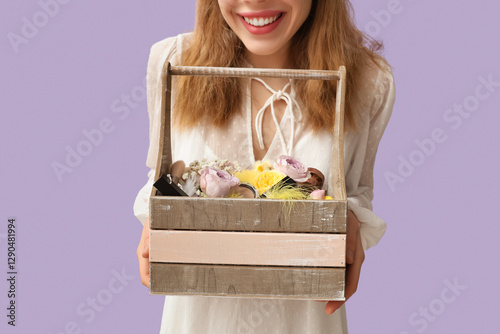 Happy smiling young woman h...