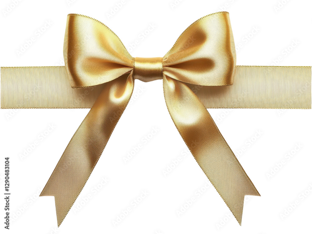 Fototapeta premium Elegant Gold Satin Ribbon Bow: A Luxurious Gift Presentation