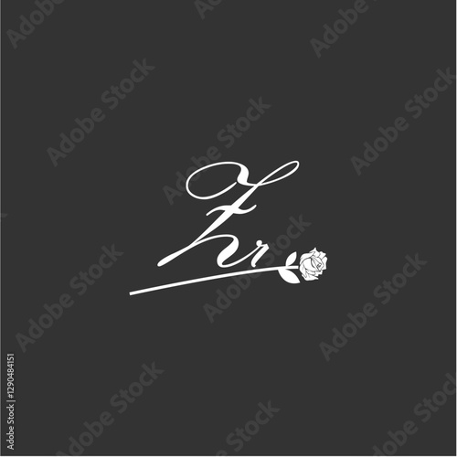 Initial ZR art illustration flower design creative