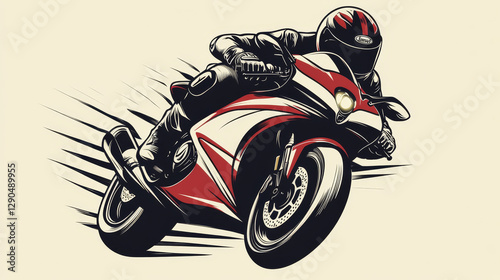 Biker logo vector rider on motorcycle or bike and speed motorcyclist racer on logotype motor emblem illustration racing set isolated on white background photo