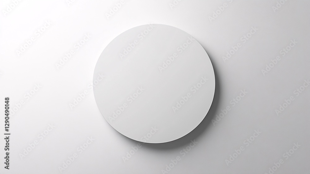 A minimalist white circular background with a subtle shadow effect A minimalist white circular background with a subtle shadow effect