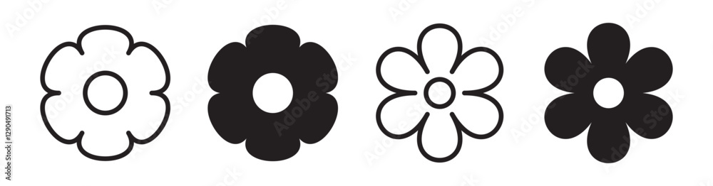 Flowers set Icon vector illustration Flowers set Icon vector illustration