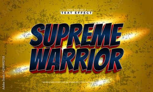 supreme warrior editable text effect with a hero and power text style