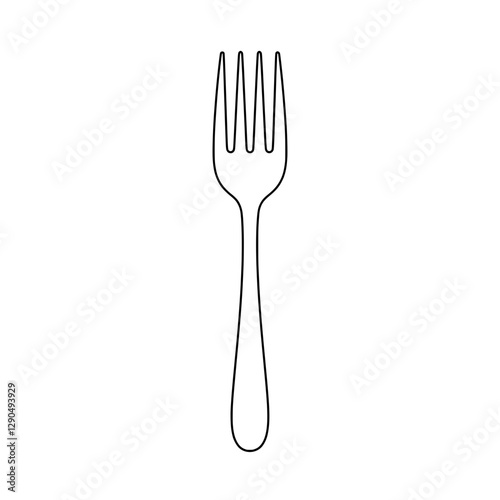 Culinary Classic: A minimalist line drawing showcases a sleek, single fork, designed for elegant dining or culinary presentations.
