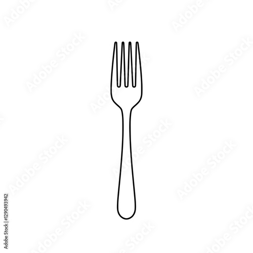 Fork's Graceful Lines: A single, elegant fork, its tines poised and ready, stands in stark detail, perfect for any dining experience.