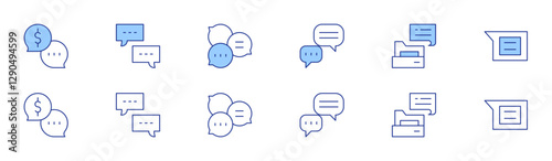 Chat icon set in two styles, Duotone and Thin Line style. Editable stroke. chat bubble, conversation, chat history, chat, group chat