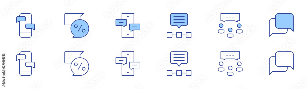 Chat icon set in two styles, Duotone and Thin Line style. Editable stroke. chat, network, group chat, speech bubble