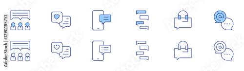 Chat icon set in two styles, Duotone and Thin Line style. Editable stroke. chat, sms