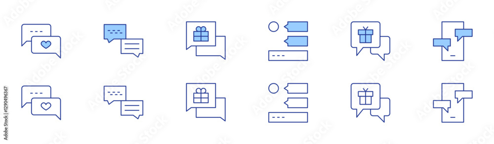 Chat icon set in two styles, Duotone and Thin Line style. Editable stroke. love, chatting, chat Chat icon set in two styles, Duotone and Thin Line style. Editable stroke. love, chatting, chat