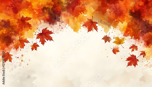 Autumn Leaves Watercolor Border