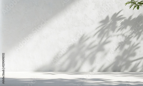 Obraz na płótnie Beautiful plant shadow on white concrete wall. w salonie