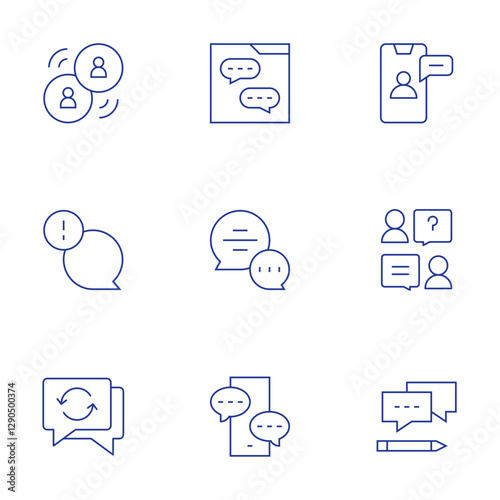 Chat icons set. Thin Line style, editable stroke. bubble chat, chat box, facetime, job interview, answer