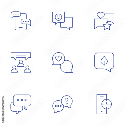 Chat icons set. Thin Line style, editable stroke. chat, chat bubble, question