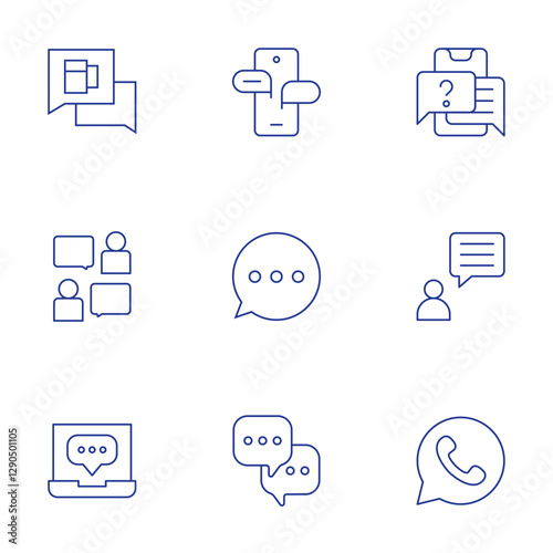Chat icons set. Thin Line style, editable stroke. chatting, chat bubble, chat, support, user, whatsapp