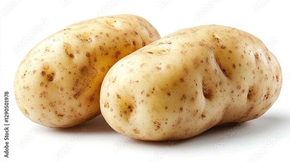 Two fresh potatoes on white background Two fresh potatoes on white background