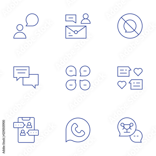 Chat icons set. Thin Line style, editable stroke. no speak, chat, message, slack, whatsapp