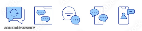chat, bubble chat, chat box, facetime. Chat Icon vector illustration. Line Duotone style. Editable stroke