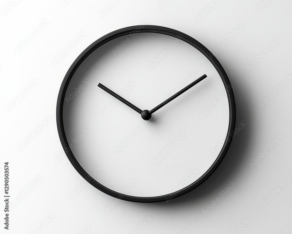 A flat design clock icon with thin black outlines and smooth circular style, centered on white A flat design clock icon with thin black outlines and smooth circular style, centered on white