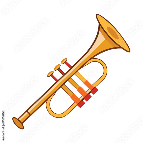 Vector hand drawn illustration of trumpet. Isolated on black.	