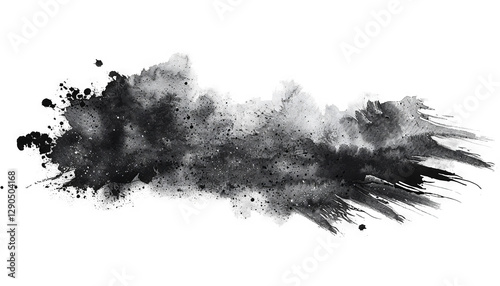 Abstract Monochrome Ink Wash: A Textured grayscale Artwork
