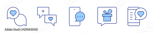 Mobile Heart Chat, Gift Conversation, Group Chat. Chat Icon vector illustration. Line Duotone style. Editable stroke