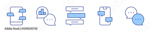 viral, analytics, speech bubble, chat. Chat Icon vector illustration. Line Duotone style. Editable stroke