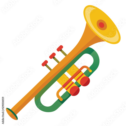 Vector hand drawn illustration of trumpet. Isolated on black.	