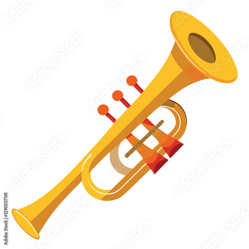Vector hand drawn illustration of trumpet. Isolated on black.	