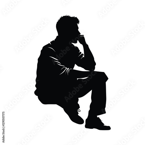 Thinking man vector art silhouette