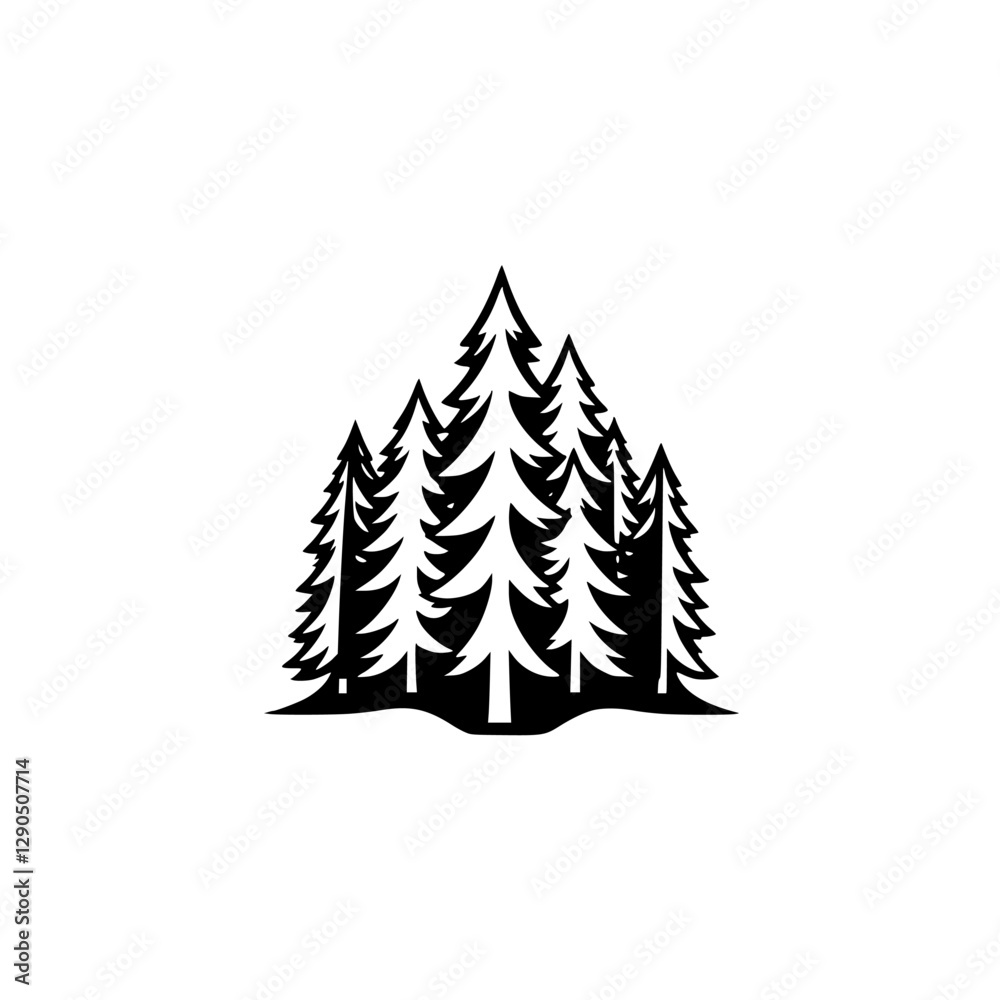 Obraz premium Forest Silhouettes: Black trees against a white background, stylized minimalist graphic.