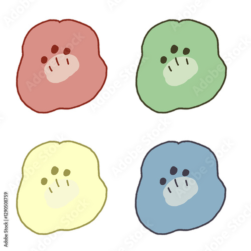 4色のお花イラスト