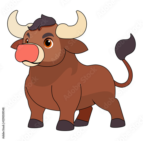 Cartoon Brown Savage Bull Vectors Illustration