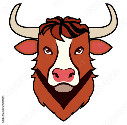 Cartoon Brown Coll Buffalo Head Vectors Illustration