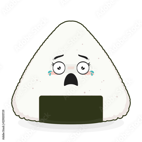 Onigiri scared face cartoon cute